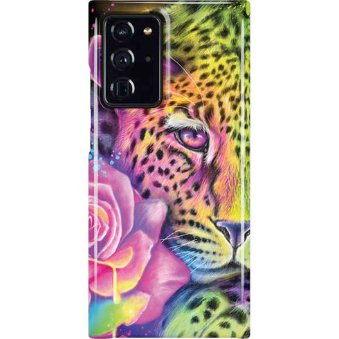 Neon Rainbow Cheetah with Rose by Sheena Pike Galaxy Cases